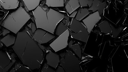 Wall Mural - black shattered fragments, abstract texture background, design element. shattered obsidian. illustra
