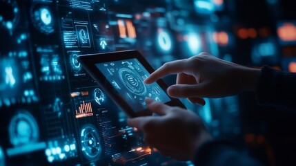 Advanced technology concept with a person using a digital interface