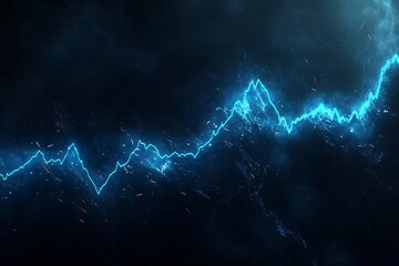 Poster - Dynamic glowing graph showing an upward trend with blue lighting effects illustrating financial market performance in a dark setting : Generative AI