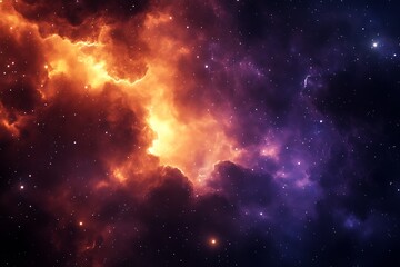 Fototapete - Stellar Clouds and Colorful Nebulae Spread Across the Cosmic Horizon : Generative AI