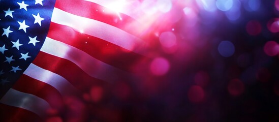 Aufkleber - Vibrant American Flag Background with Glowing Lights for Celebratory Themes : Generative AI