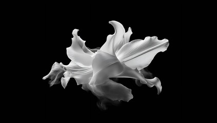 Poster - Intricate black and white floral arrangement highlighting the elegant forms and delicate patterns of lily petals in a creative composition : Generative AI