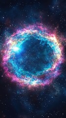 Wall Mural - colorful cosmic nebula ring in deep space with stars, abstract galaxy background