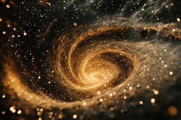 Wall Mural - golden galaxy vortex abstract nebula of sparkling light and cosmic dust