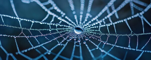 Dew Covered Spiderweb Close up Intricate Nature Macro Photography