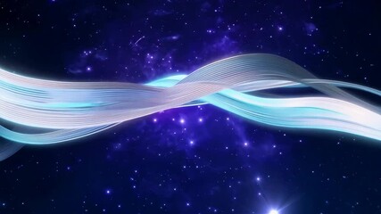 Wall Mural - Abstract Blue & White Wave Flowing in Starry Space 4K.