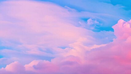 Wall Mural - Dreamy Pastel Clouds Pink, Purple & Blue Sky, Beautiful Cloudscape, Atmospheric Scene 4K.
