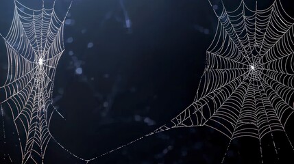 Dew Kissed Spiderwebs  Dark Night  Nature Macro Photography