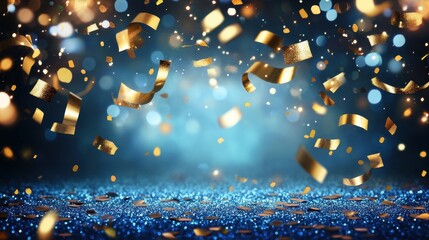 Wall Mural - Golden confetti and glitter celebrating a festive special occasion
