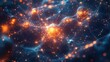 © mustamingun - Abstract neural network, glowing particles in dark space
