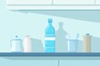 © Nadia - Colorful Illustration of Kitchen Counter with Various Bottles and Utensils