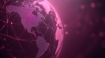 Digital globe network, connection in the pink background