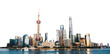 Shanghai city skyline png border, transparent background