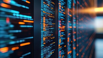 cybersecurity network security and data protection concept. abstract technology background with code