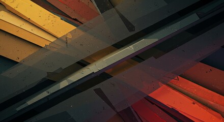 Poster - A black and yellow striped background with a red and orange stripe