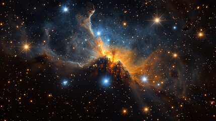 Wall Mural - a stunning cosmic scene, with countless stars scattered throughout the dark expanse of space, is cre