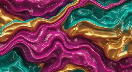 Aufkleber - A colorful, shiny fabric with a gold and green stripe