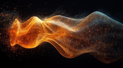 Wall Mural - orange sound waves flow into an ear, illustrating auditory perception