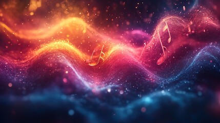 Wall Mural - perfect for music composition, concerts, or audio projects, musical notes create a harmonious, fluid