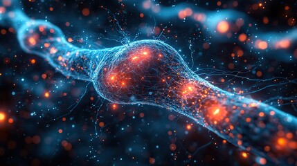 Wall Mural - within the brain or body, a network of neural connections forms complex pathways, transmitting signa