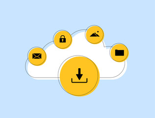 Wall Mural - cloud backup services offer secure storage with encryption and remote access. online storage ensures