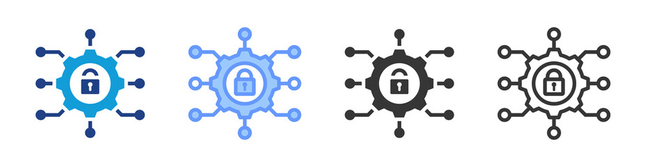 Fototapete - Cyber Security icon set multiple style collection