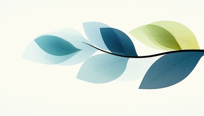 Wall Mural - Abstract leaves on white background