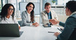 © CC/peopleimages.com - Handshake, finance or business people in accounting meeting for planning, charts or capital growth. Partnership, deal agreement or financial advisor shaking hands with investor, graphs or directors