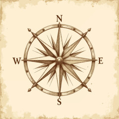 vintage style compass rose illustration on parchment