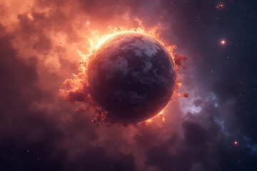 Wall Mural - cosmic cataclysm ignites planetary destruction in deep space digital art sci-fi environment