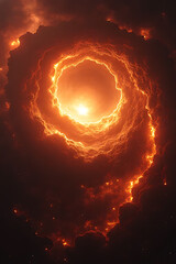 Wall Mural - fiery cosmic spiral formation outer space digital art celestial environment abstract viewpoint