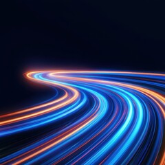 Wall Mural - abstract light trails: a symphony of blue and orange