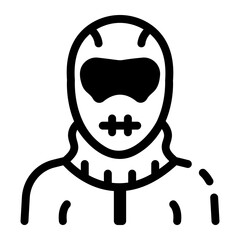 Canvas Print - Glyph icon of a character wearing insulated balaclava 
