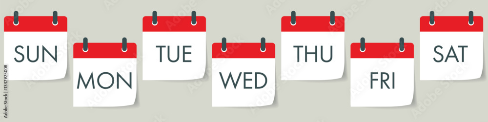 7 days of the week calendar icon set. 3D realistic vector illustration ...