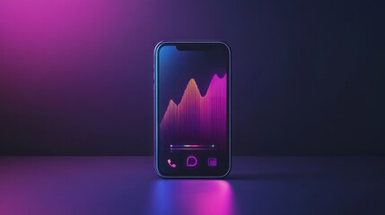 Phone screen data graph dark background