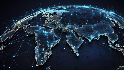 A digital illustration of a global network,