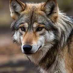  Mexican Wolf Staring Intently with Intelligent Eyes in Desert Landscape