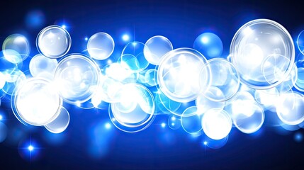 Wall Mural - abstract glowing circles on dark blue background