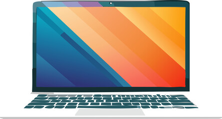 Flat Laptop with Open Screen IconIsolated on a transparent background PNG
