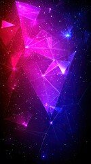 Wall Mural - abstract geometric network of interconnected triangles in purple and red space for graphic design