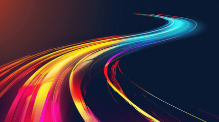 Wall Mural - Colorful Neon Light Trails on Dark Background
