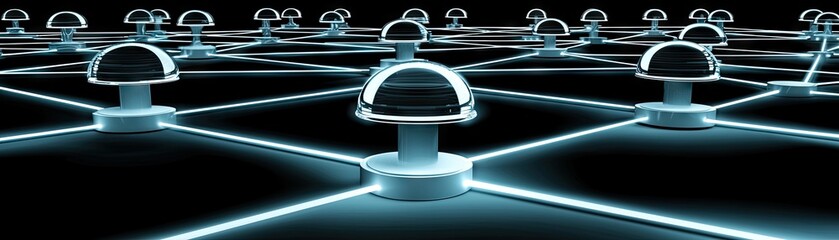 Sticker - network connection with glowing lines for technology or science concepts