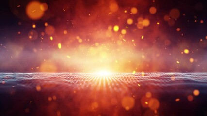 Wall Mural - artistic fire flames with sparks and digital technology and science waves loop animation background.