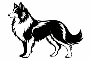  lassie dog line art silhouette vector illustration