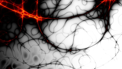 Fototapete - Red futuristic technology background with organic motion. Energy overlay lines background