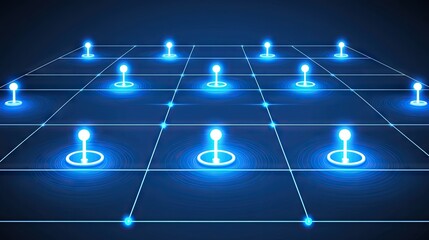 Sticker - network grid glowing blue points