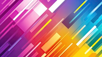 Sticker - Diagonal geometric shapes blend in colorful gradient background creating modern abstract design