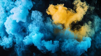 Wall Mural - colorful ink clouds on black background