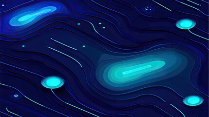 Wall Mural - Abstract wavy 3D shapes in deep blue