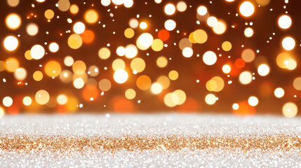 Wall Mural - festive background with golden bokeh lights and sparkling glitter creates warm and celebratory atmos